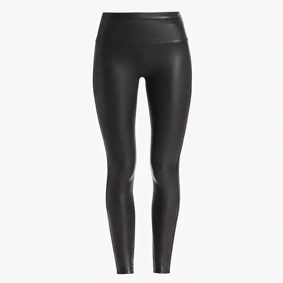 SPANX Black Glossy Faux Leather Leggings (099) - Picture 2 of 7